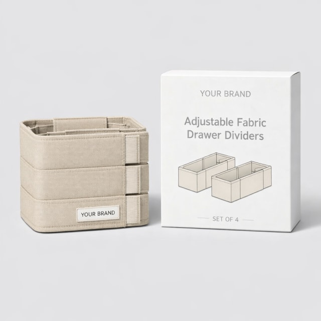 Adjustable Fabric Drawer Dividers white label idea