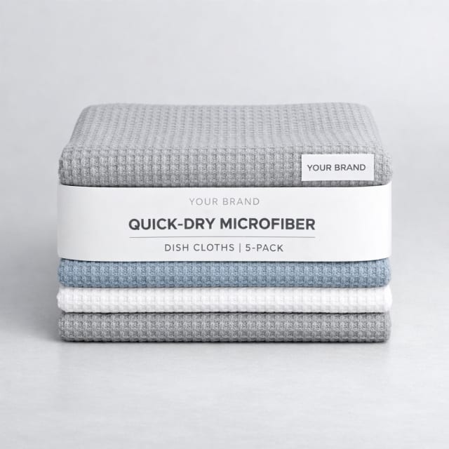 Quick-Dry Microfiber Dish Cloth (5-Pack) white label idea