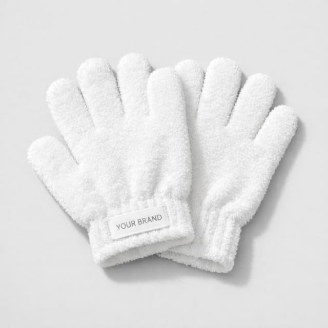 Soft Touch Microfiber Bath Gloves white label idea