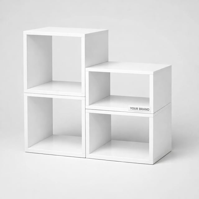 Stackable Modular Bookshelf Cube white label idea