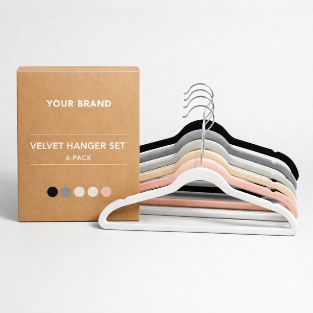 Soft Touch Velvet Hanger Set (6-Pack) white label idea