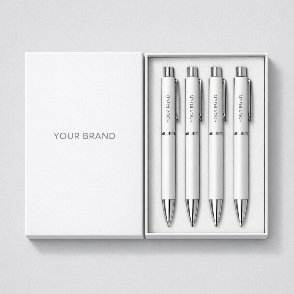 Retractable Ballpoint Pen Set white label idea