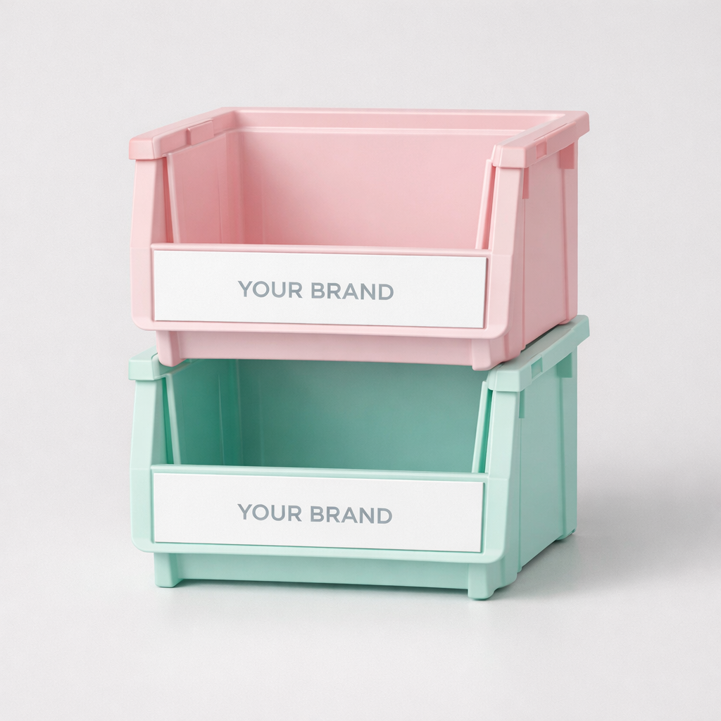 Stackable Plastic Storage Bins white label idea