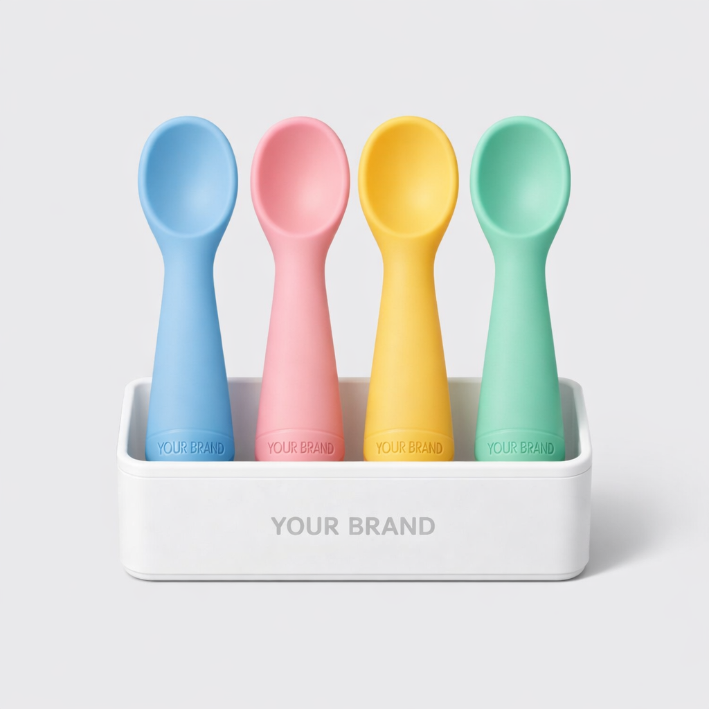 Kids' Silicone Feeding Spoon Set white label idea