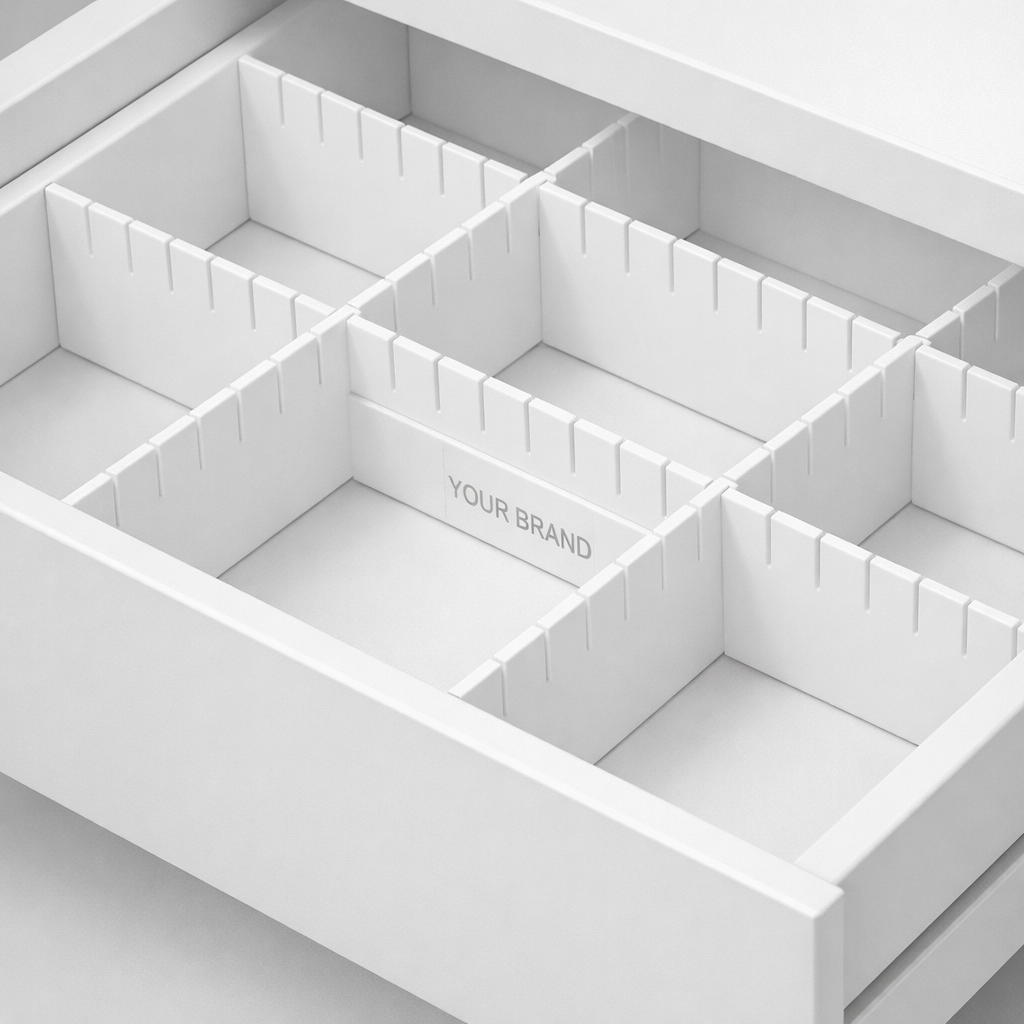 Plastic Drawer Dividers white label idea