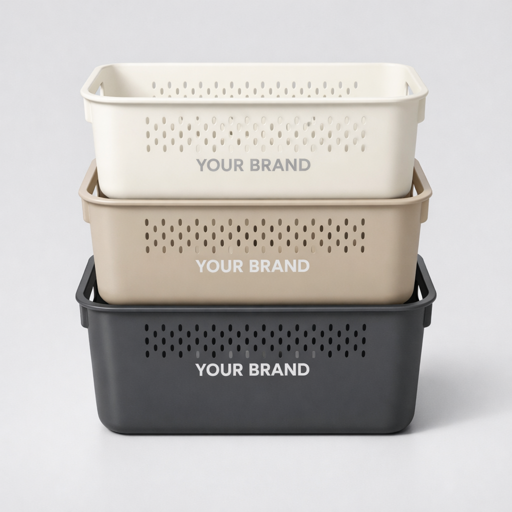 Plastic Storage Basket Set white label idea