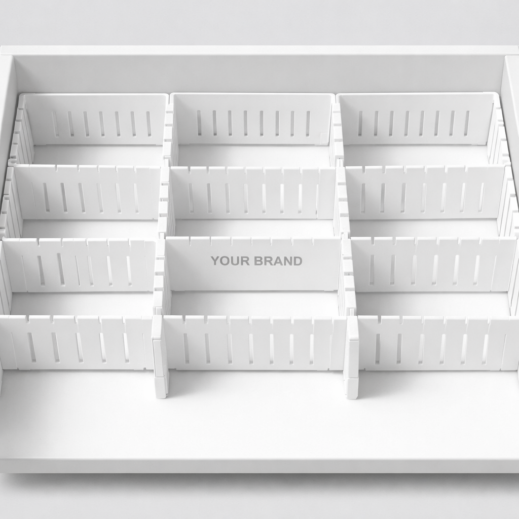 Stackable Plastic Drawer Dividers white label idea