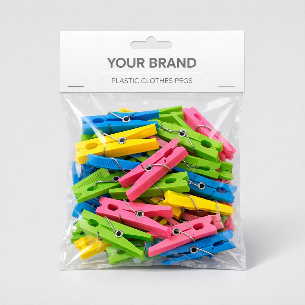 Durable Plastic Clothes Pegs Set white label idea