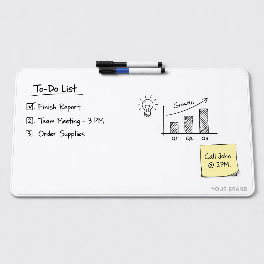 Dual-Sided Whiteboard Desk Pad white label idea
