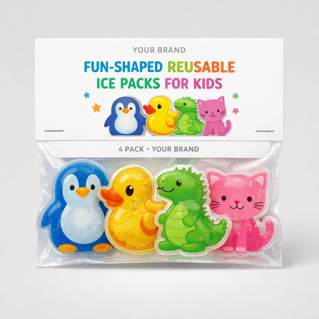 Fun-Shaped Reusable Ice Packs for Kids white label idea