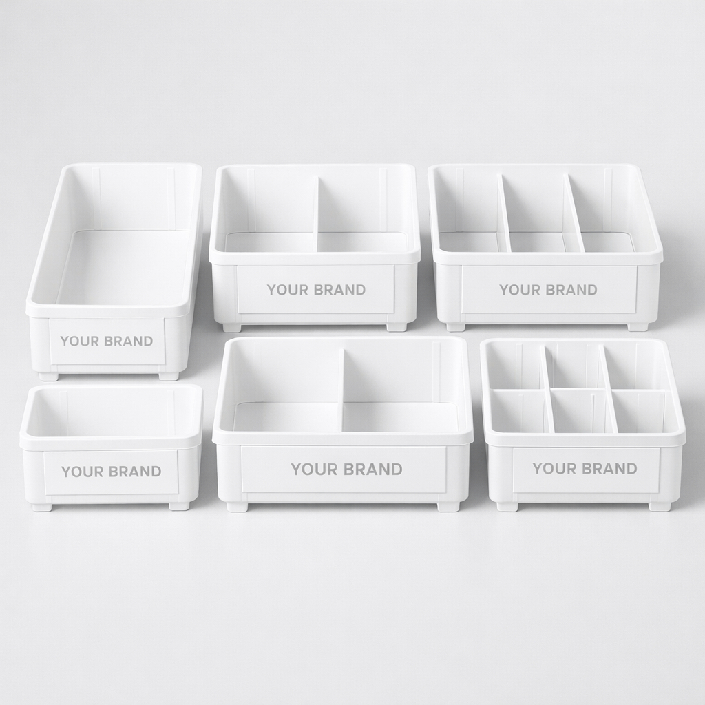 Stackable Plastic Drawer Divider Set white label idea