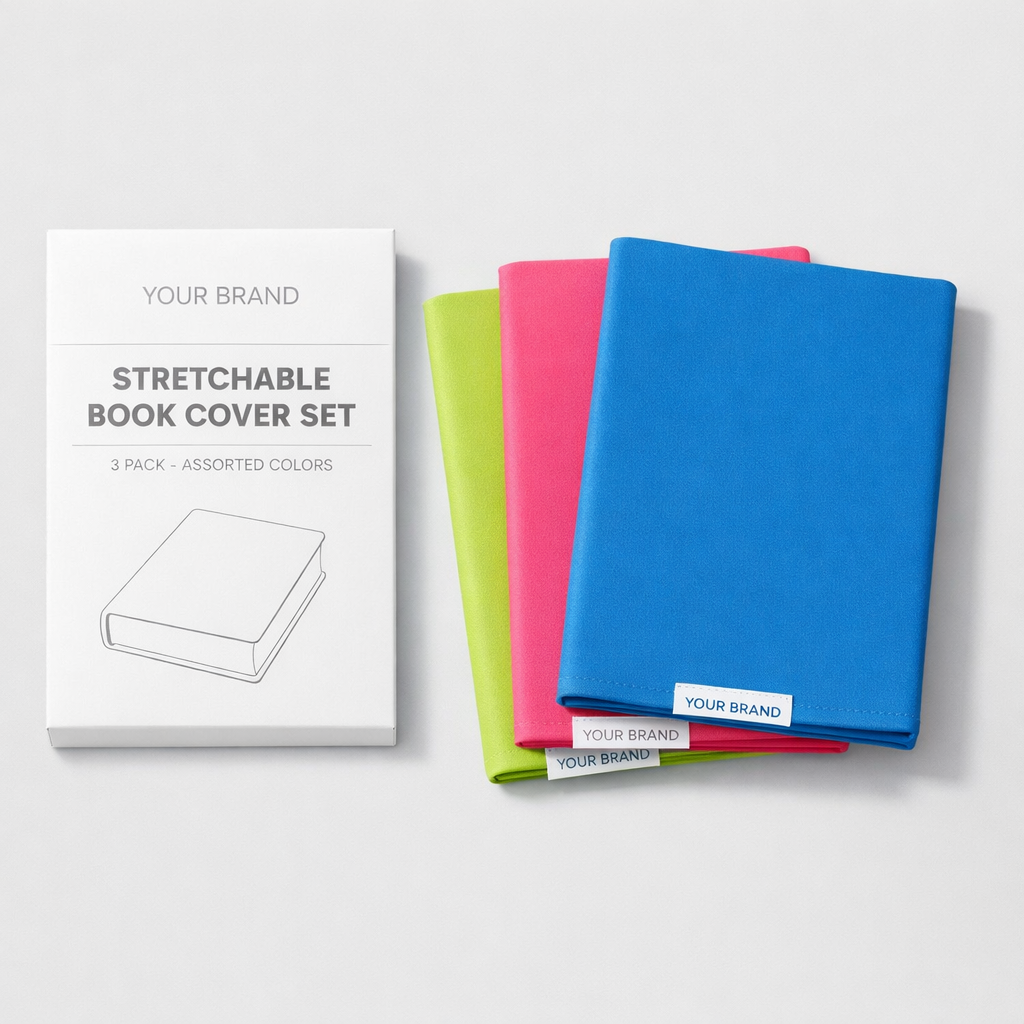 Stretchable Book Cover Set white label idea
