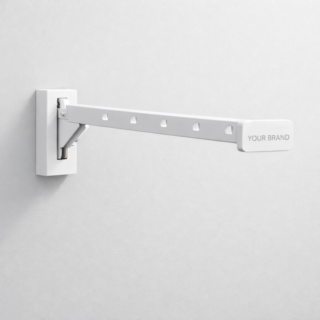 Wall-Mounted Folding Clothes Hanger Rack white label idea
