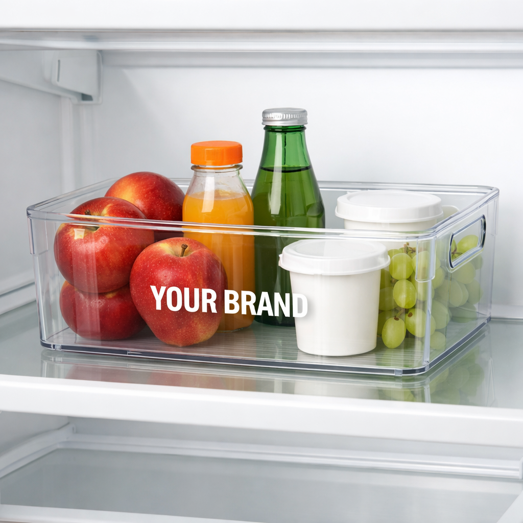 Plastic Fridge Shelf Organizer Bin white label idea
