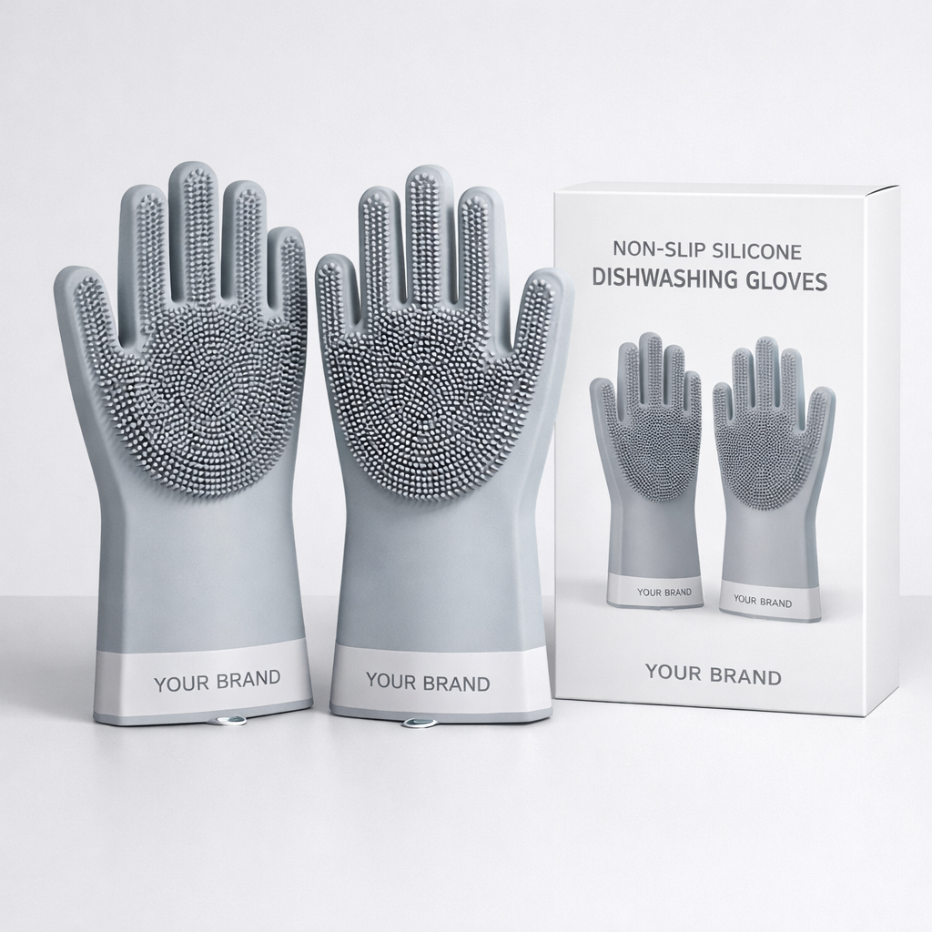 Non-Slip Silicone Dishwashing Gloves white label idea