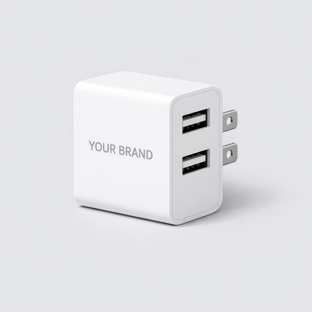 Dual USB Wall Charger Plug white label idea