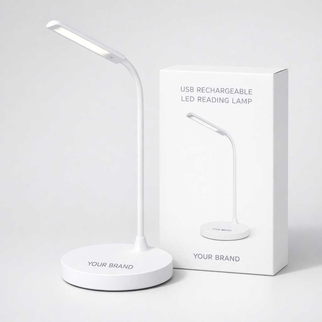 USB Rechargeable LED Reading Lamp white label idea