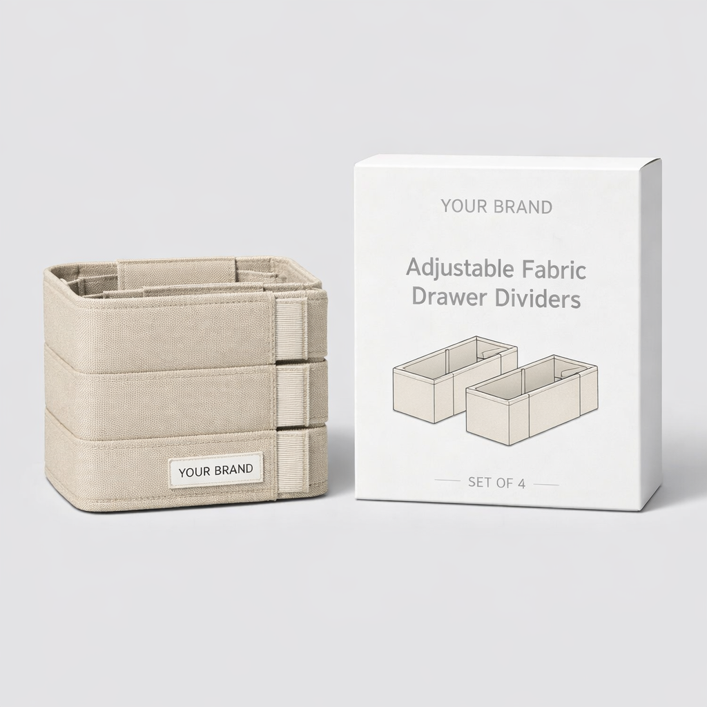 Adjustable Fabric Drawer Dividers white label idea