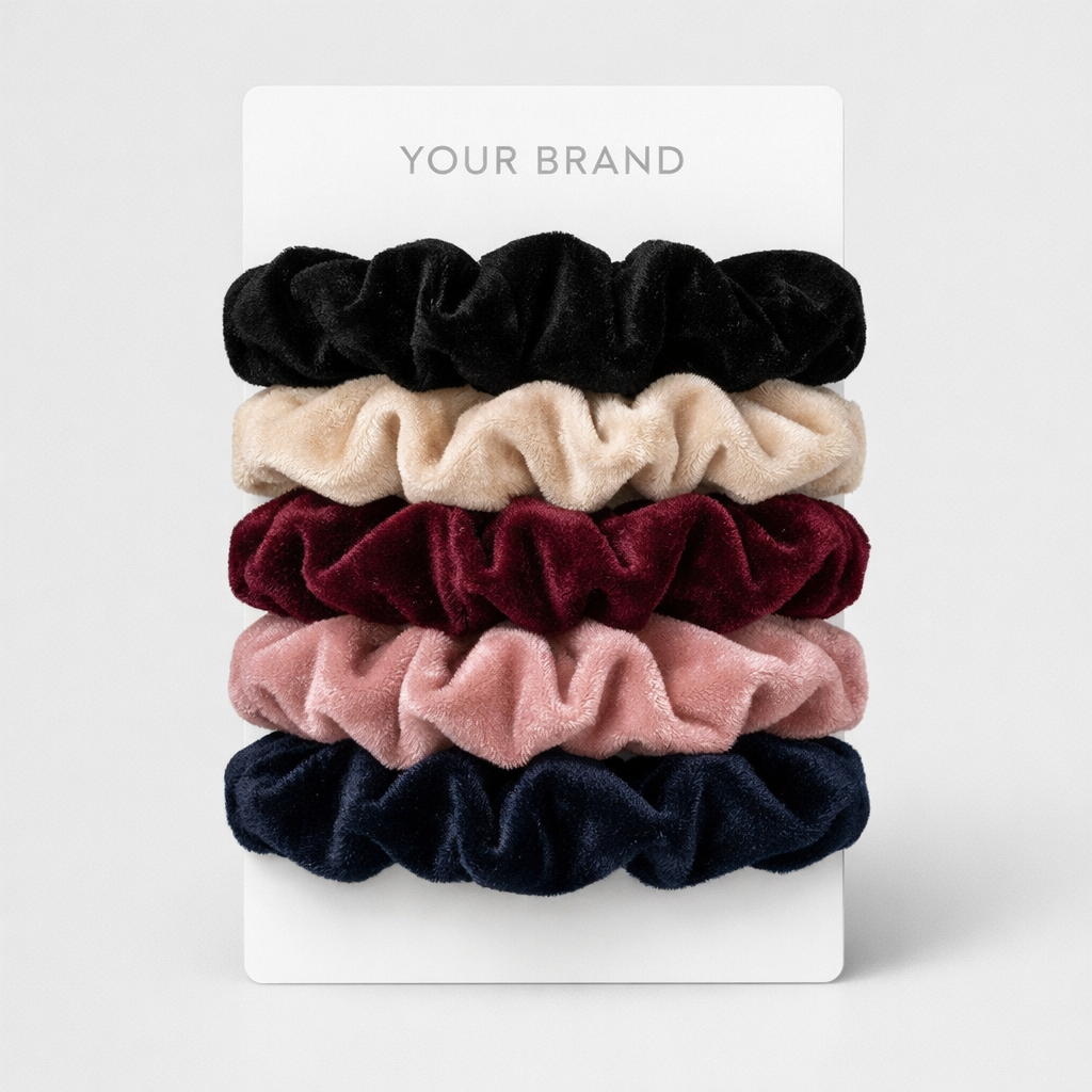 Velvet Scrunchie Hair Tie Set white label idea