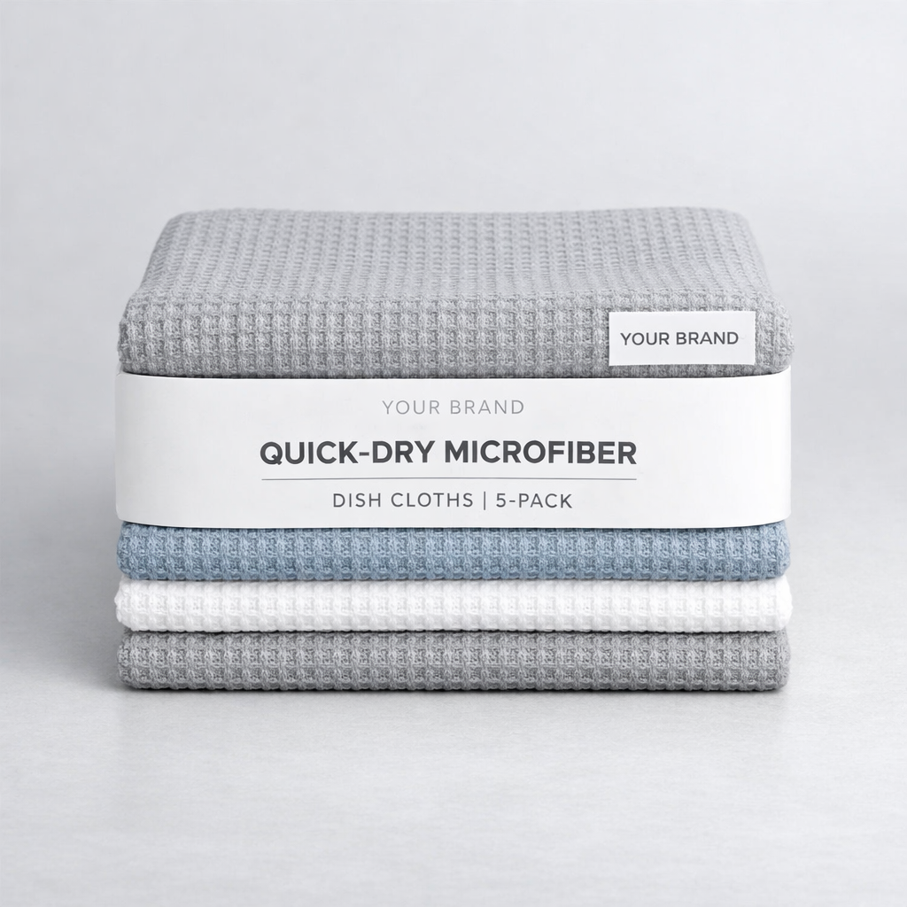 Quick-Dry Microfiber Dish Cloth (5-Pack) white label idea