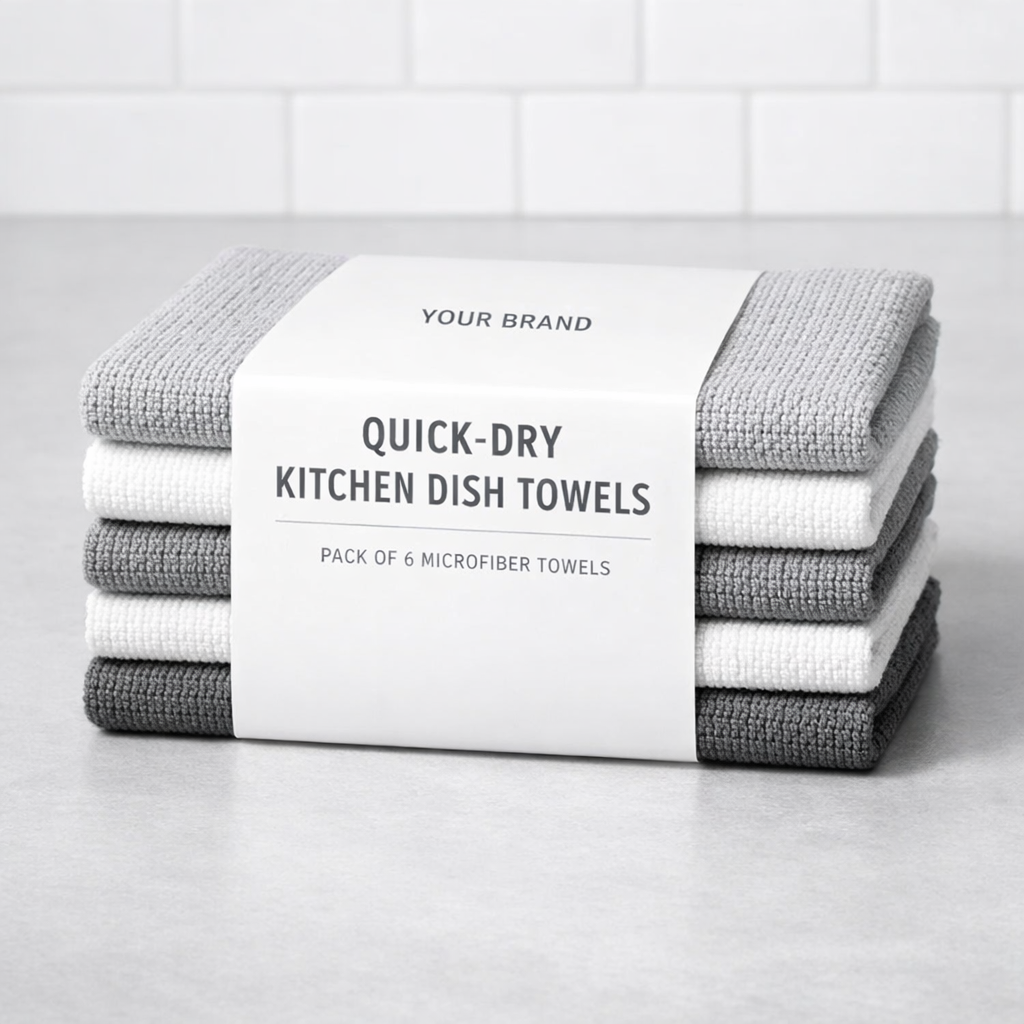 Quick-Dry Kitchen Dish Towel Pack white label idea