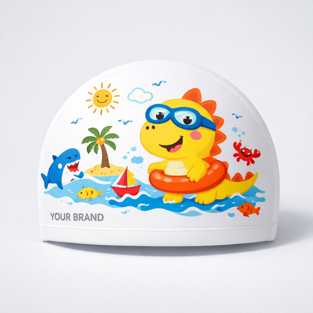 Kids’ Cartoon Print Swim Cap white label idea