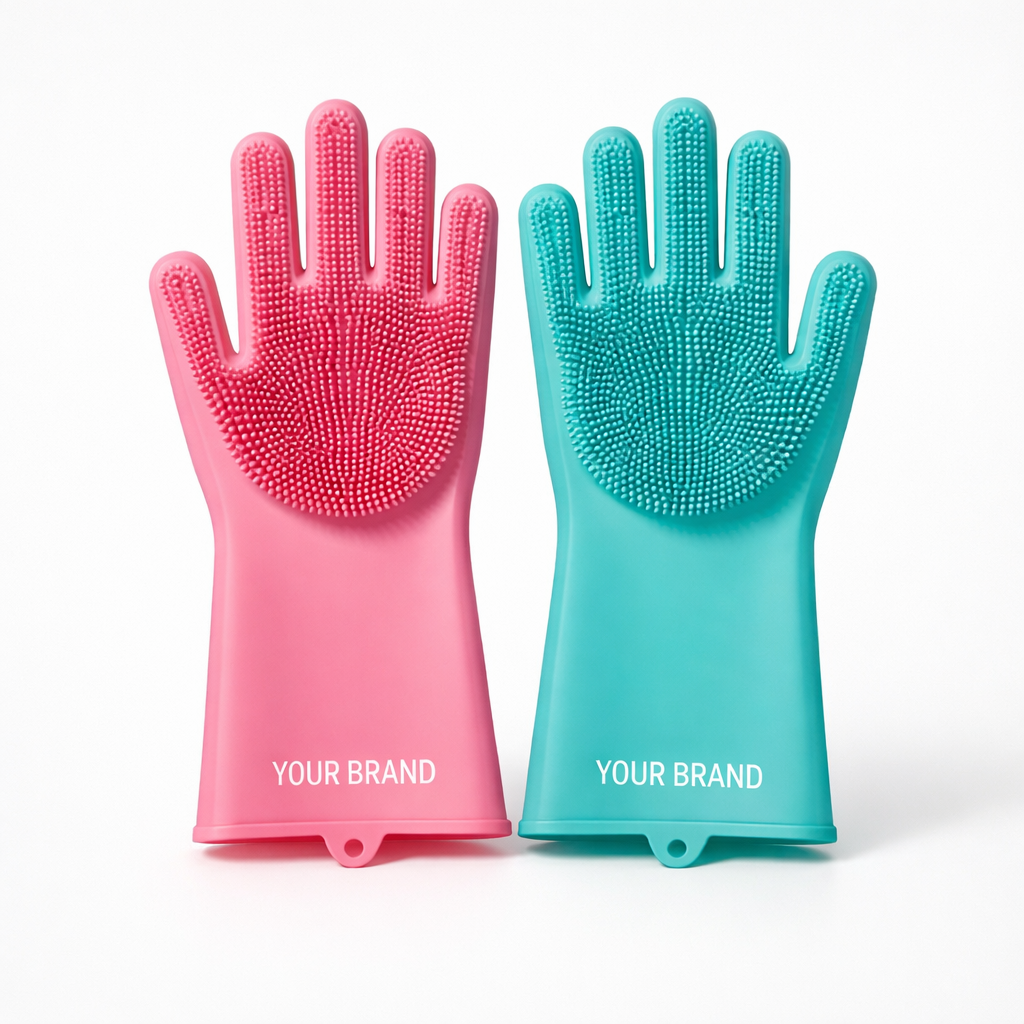 Reusable Silicone Dishwashing Gloves white label idea
