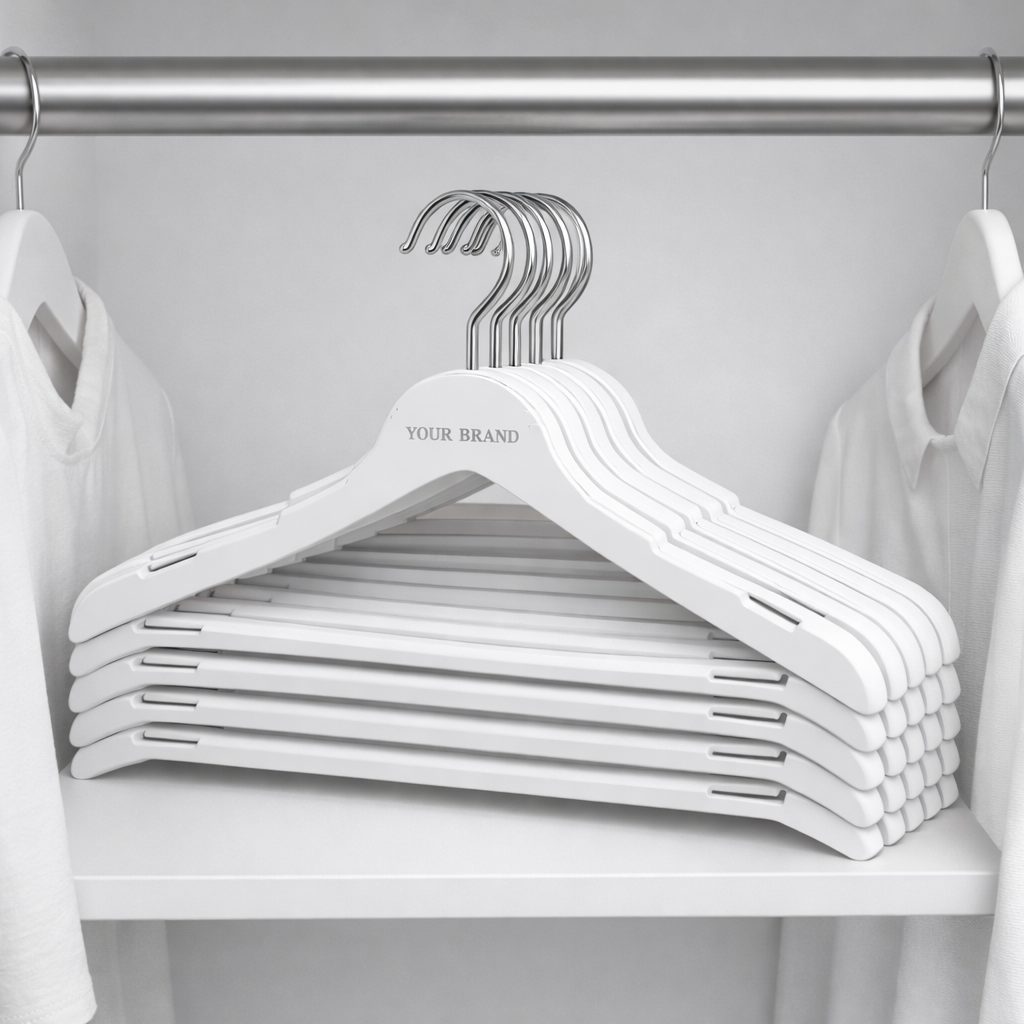 Stackable Plastic Wardrobe Hangers white label idea