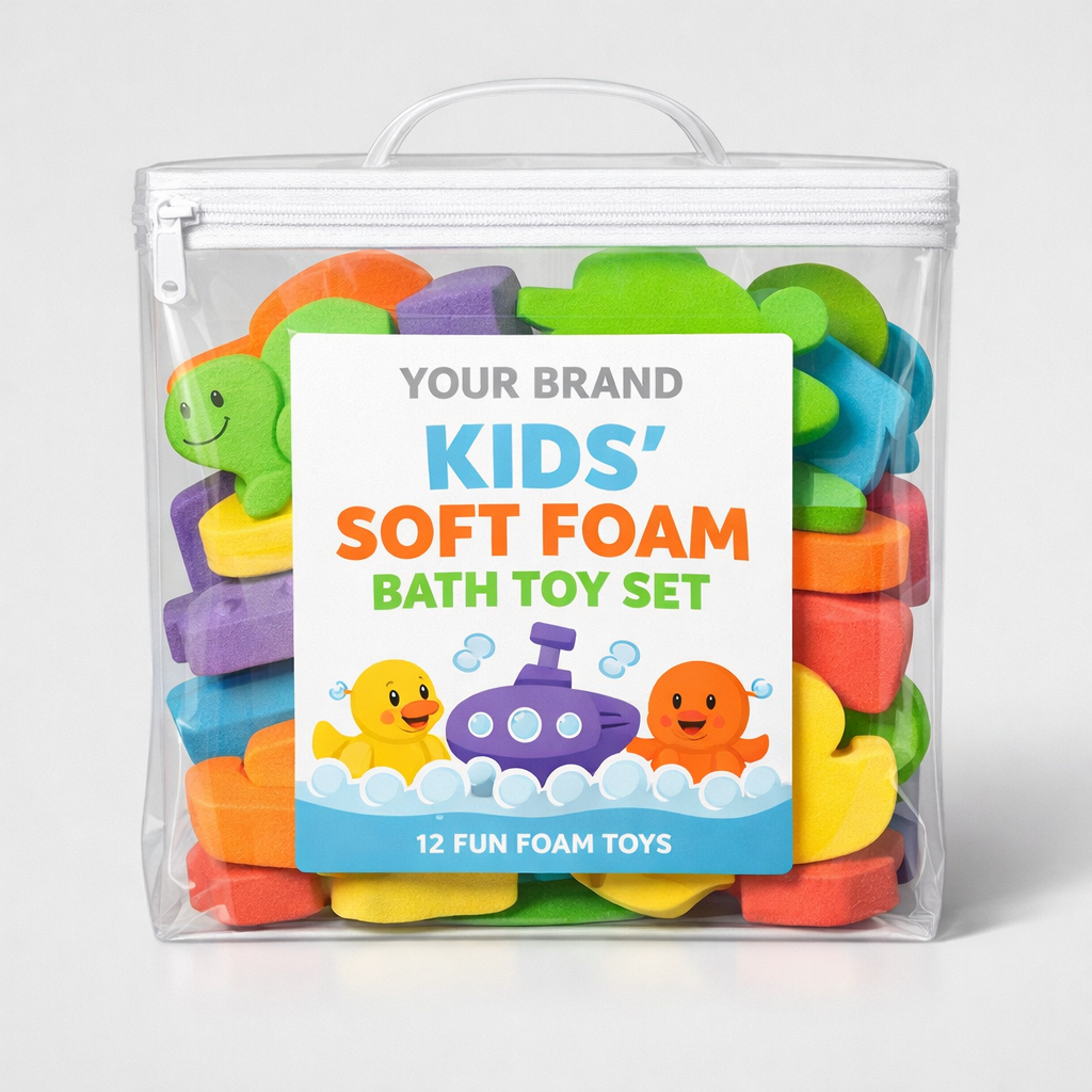 Kids’ Soft Foam Bath Toy Set white label idea