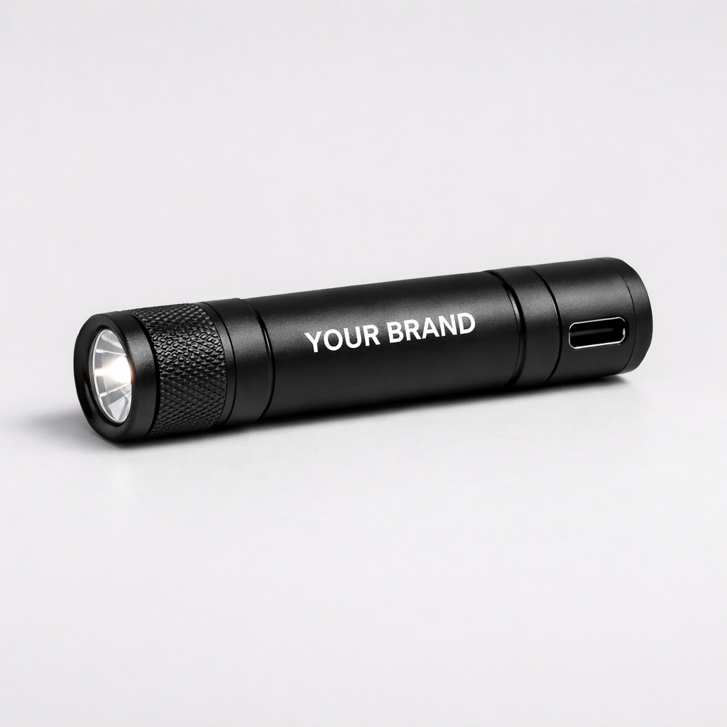 USB Rechargeable Mini LED Flashlight white label idea