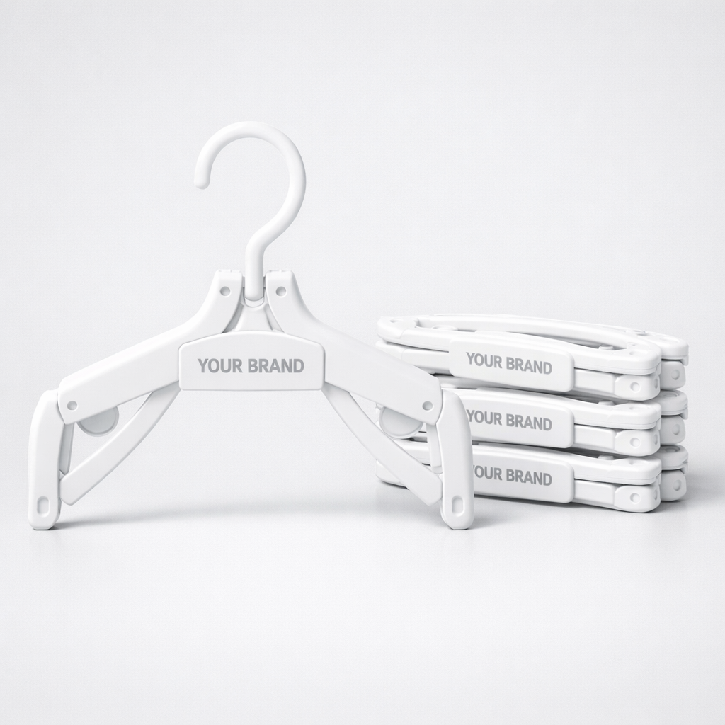 Plastic Folding Clothes Hanger Set white label idea