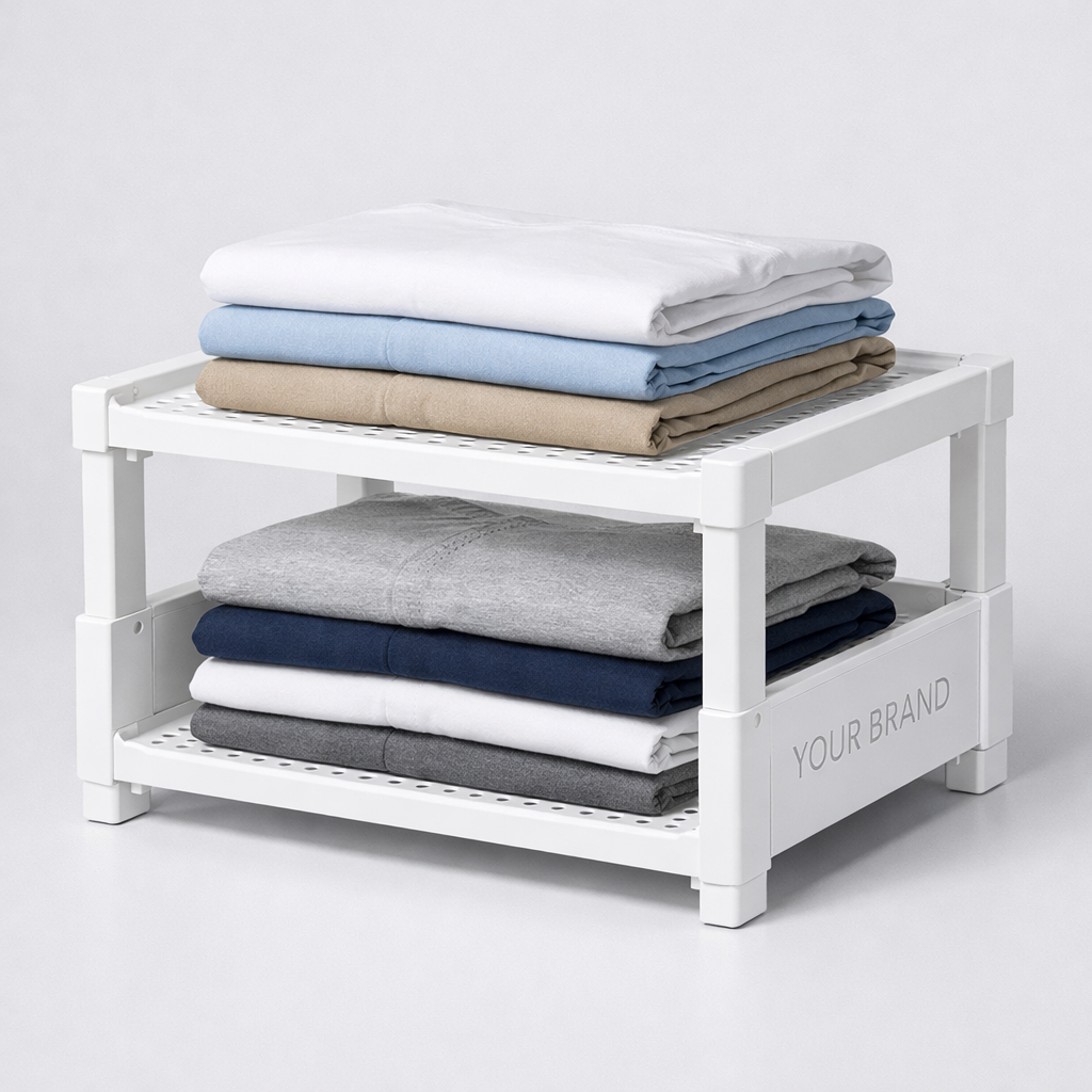 Plastic Stackable Closet Organizer Shelf white label idea