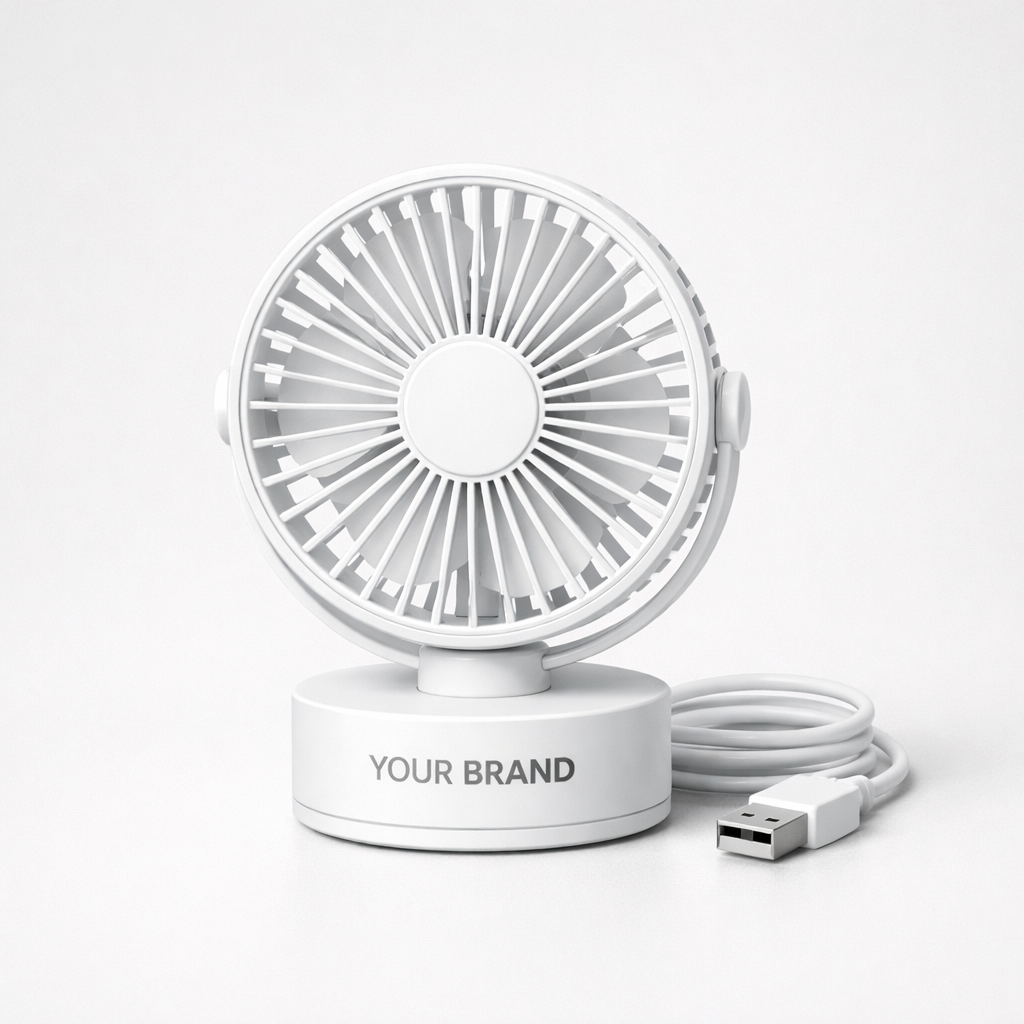 Mini USB Rechargeable Desk Fan white label idea