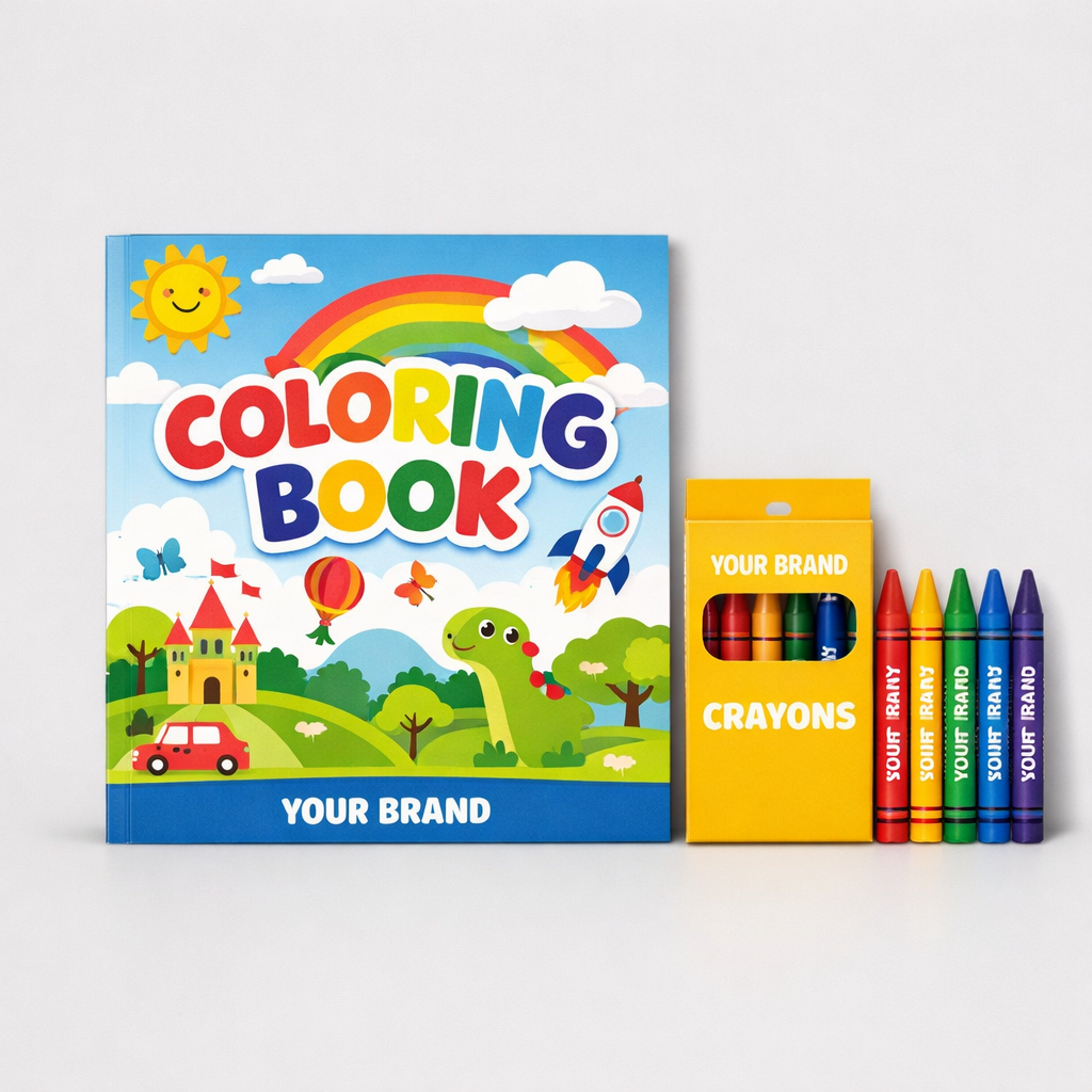 Children’s Coloring Book with Crayons white label idea