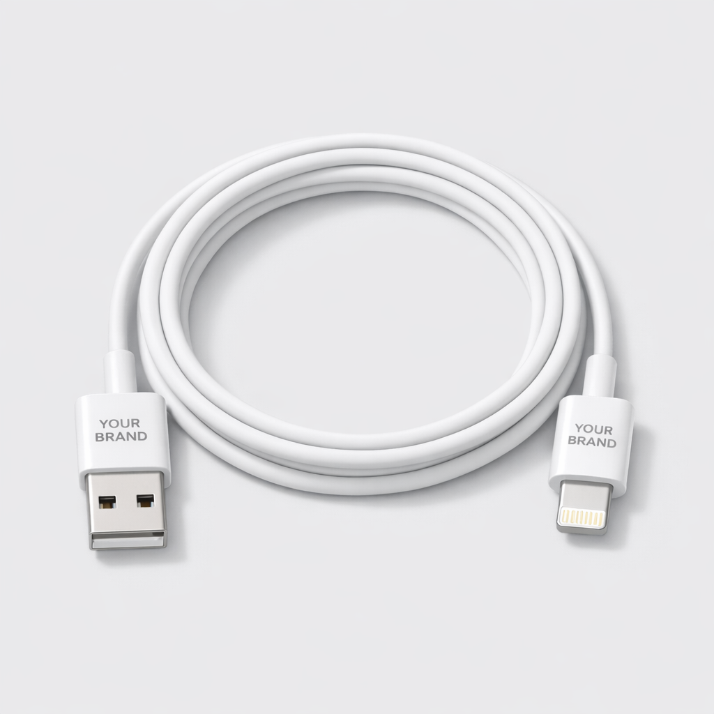USB Data Sync Charging Cable 1m white label idea