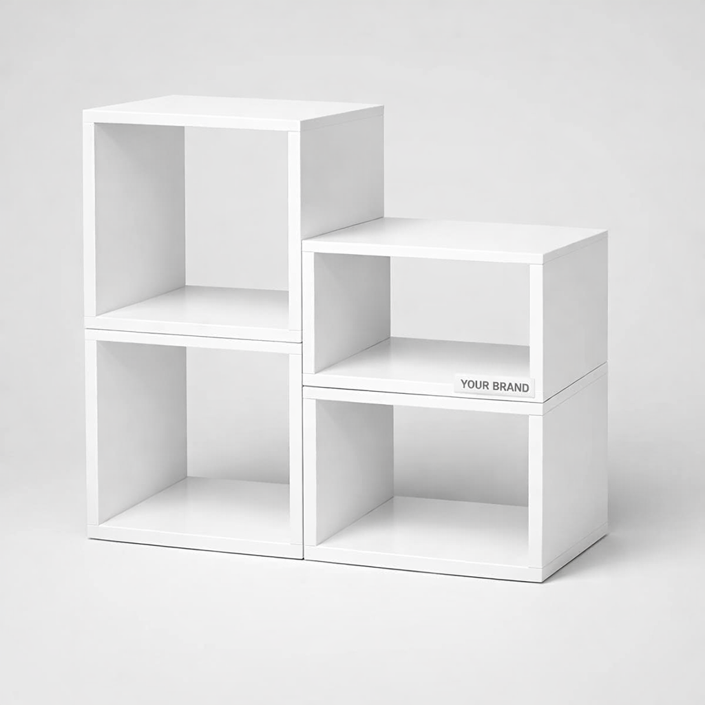 Stackable Modular Bookshelf Cube white label idea