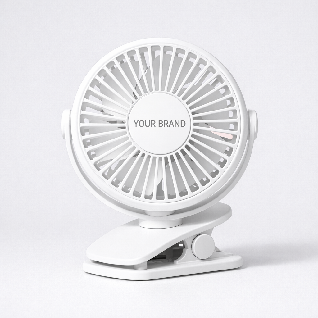 USB Rechargeable Clip-On Mini Fan white label idea