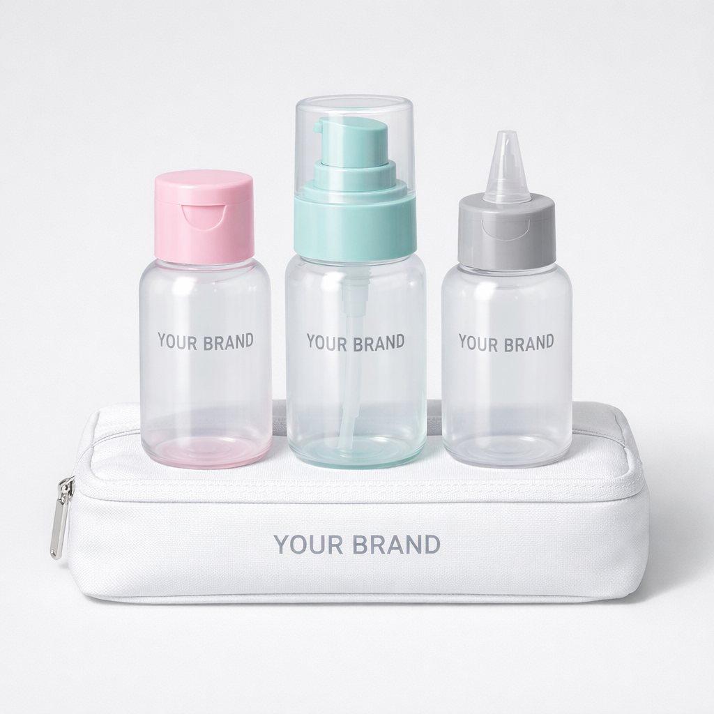 Travel Toiletry Bottle Set (Leakproof) white label idea