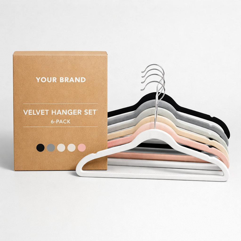Soft Touch Velvet Hanger Set (6-Pack) white label idea