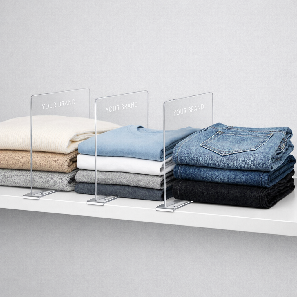 Acrylic Closet Shelf Dividers white label idea
