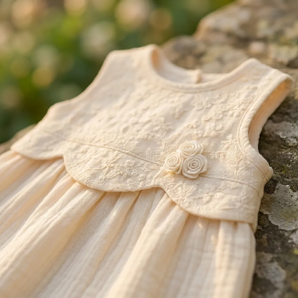 Royal Lace Baby Set | 3-Piece Vintage Cream Collection with Scalloped Lace - thumbnail 3