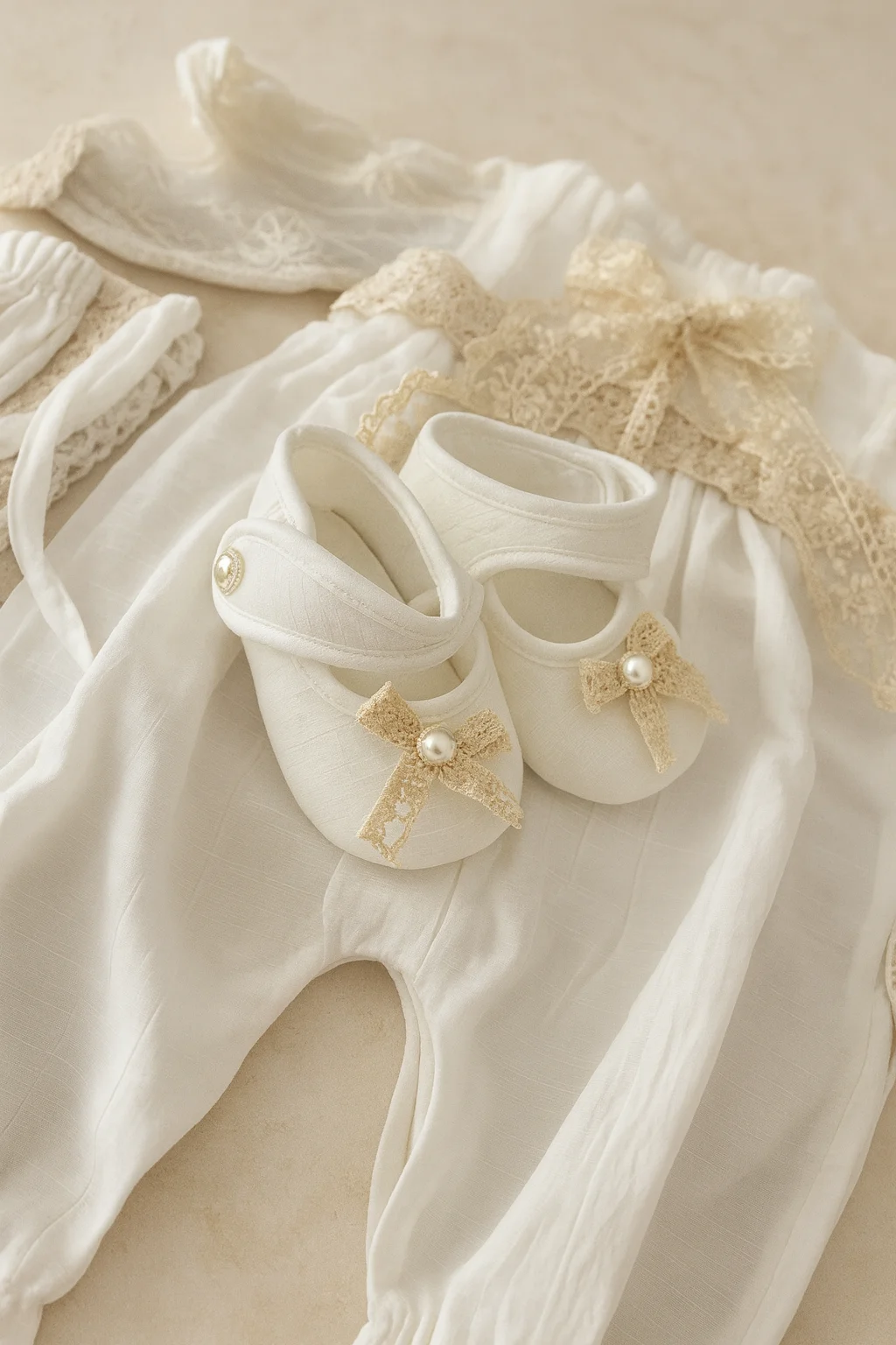 Pure White Royal Baby Set | 5-Piece French Lace & Tulle Collection - thumbnail 2