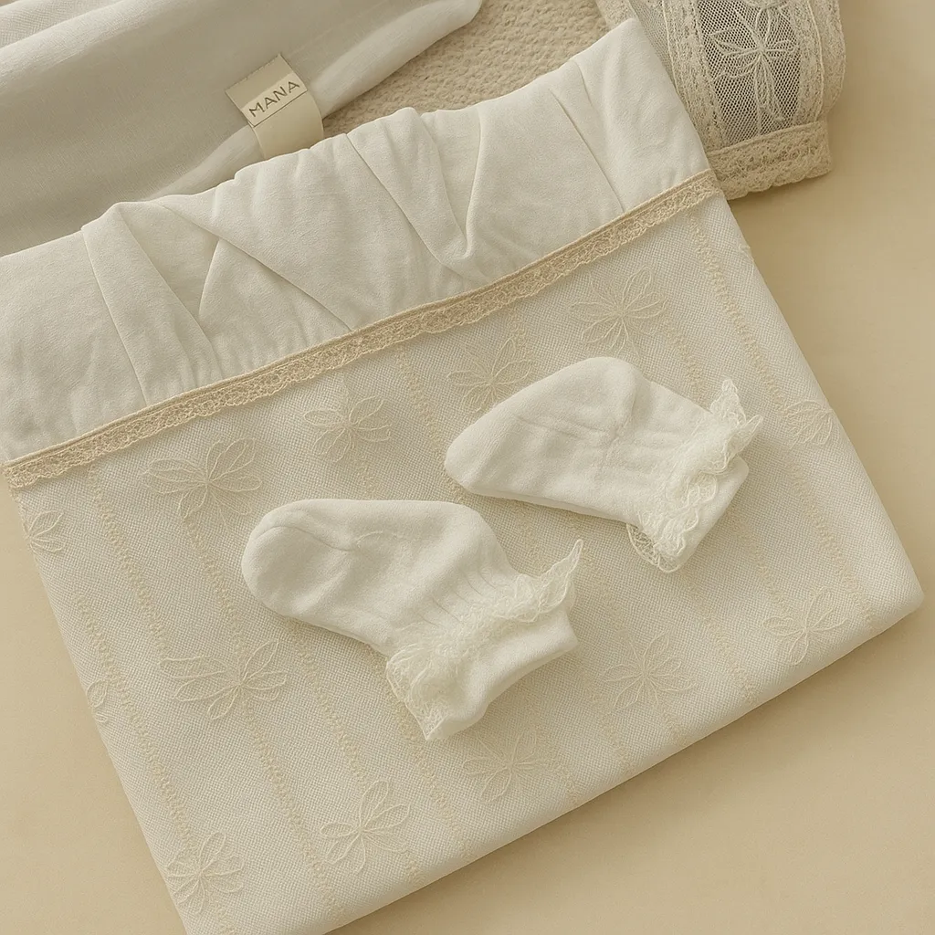 Pure White Royal Baby Set | 5-Piece French Lace & Tulle Collection - thumbnail 4
