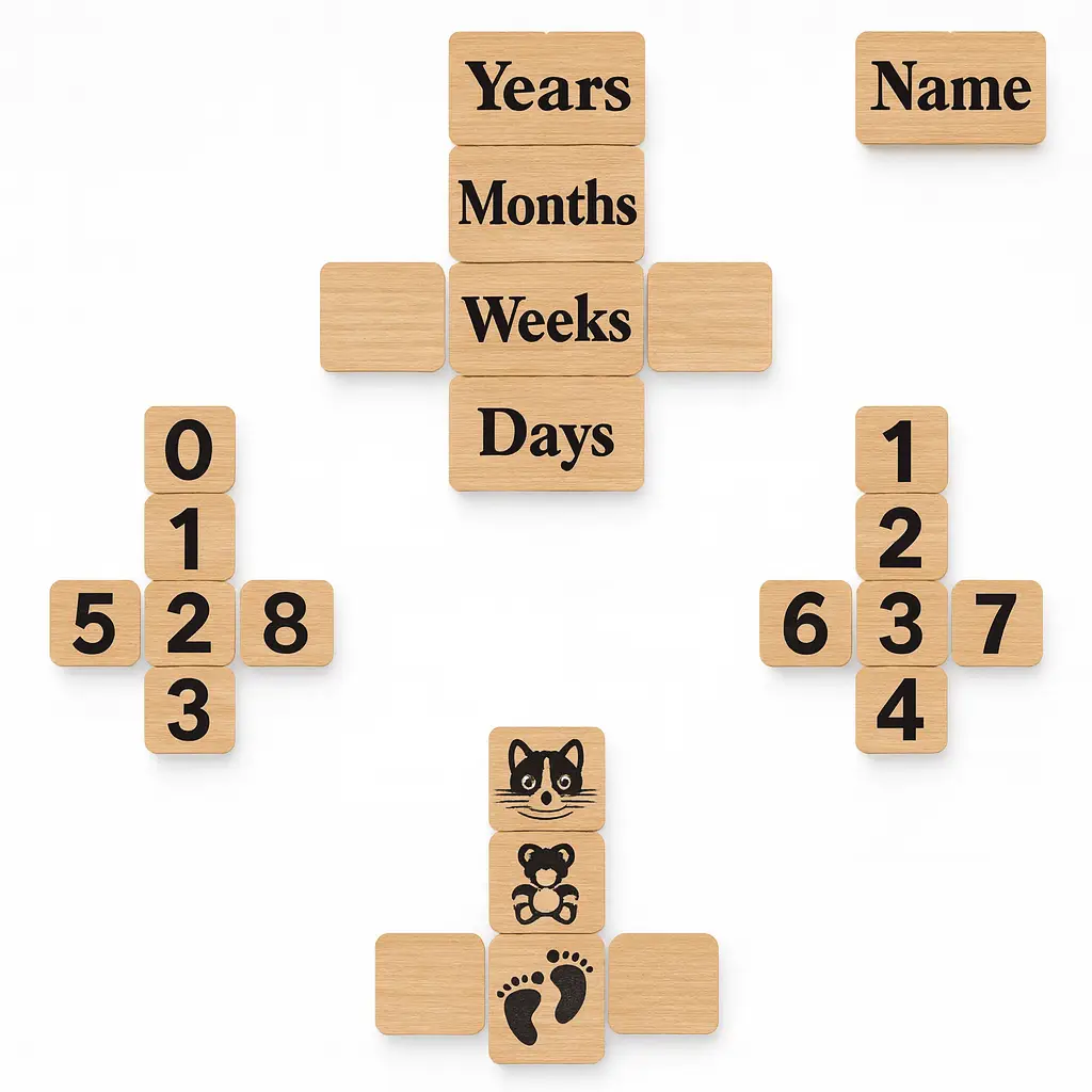 Personalized Wooden Baby Brush & Milestone Blocks | Custom Engraved Keepsake Set - thumbnail 3