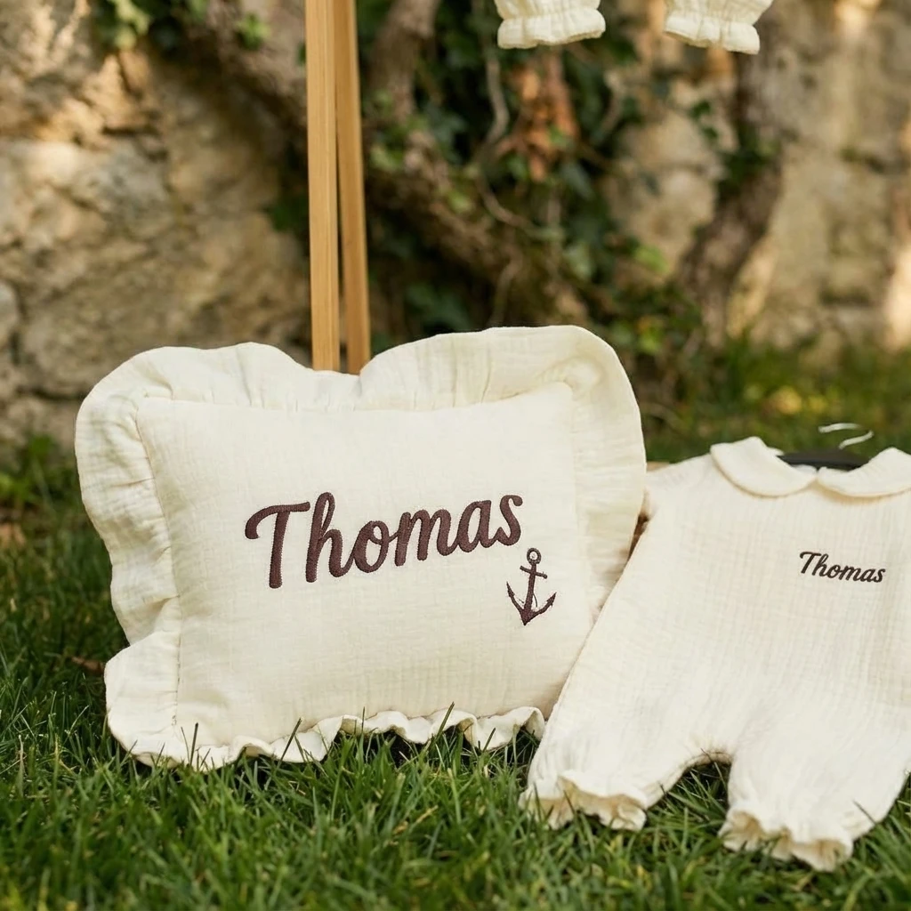 Anchored in Love Baby Set | 6-Piece Personalized Muslin Collection with Anchor Embroidery - thumbnail 4