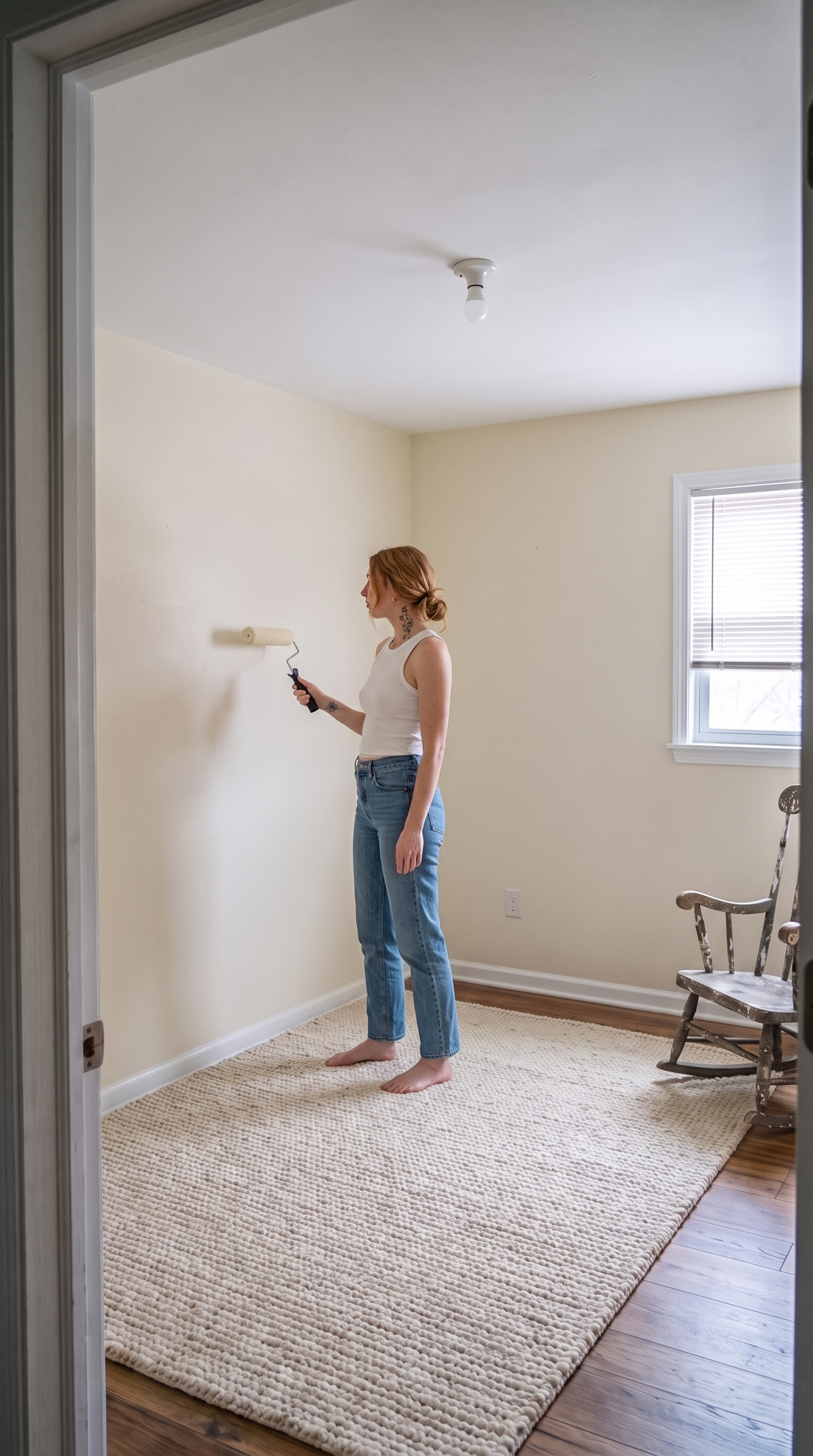 The same room after the walls have been repainted from beige to a soft warm creamy white (SW Alabaster)