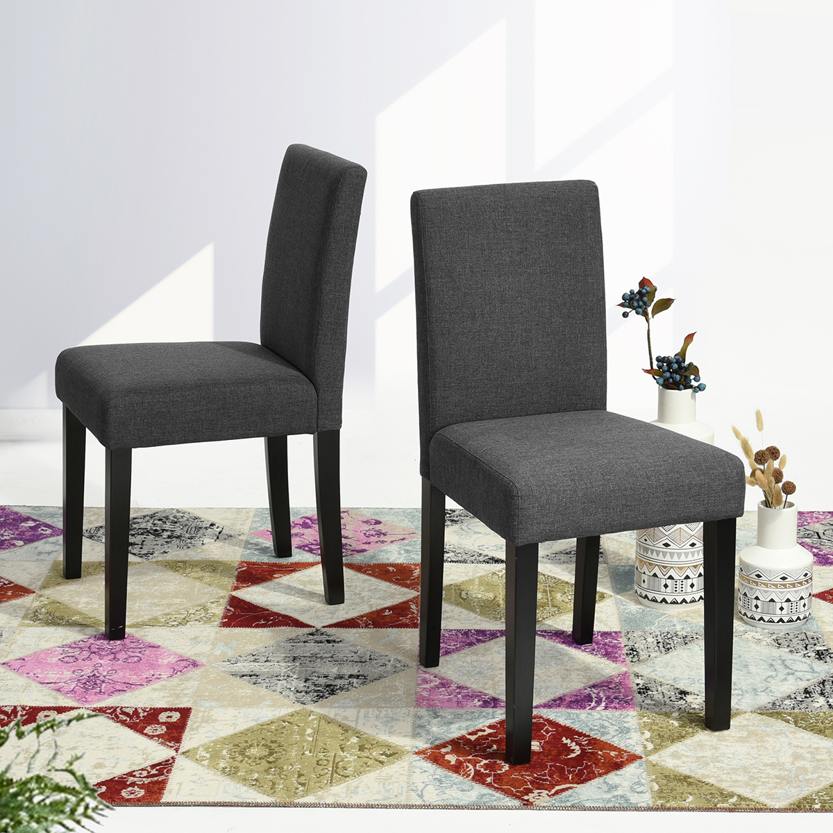 Set Of 2 Dining Chairs Fabric Parson Chair Side Chair For Kitchen