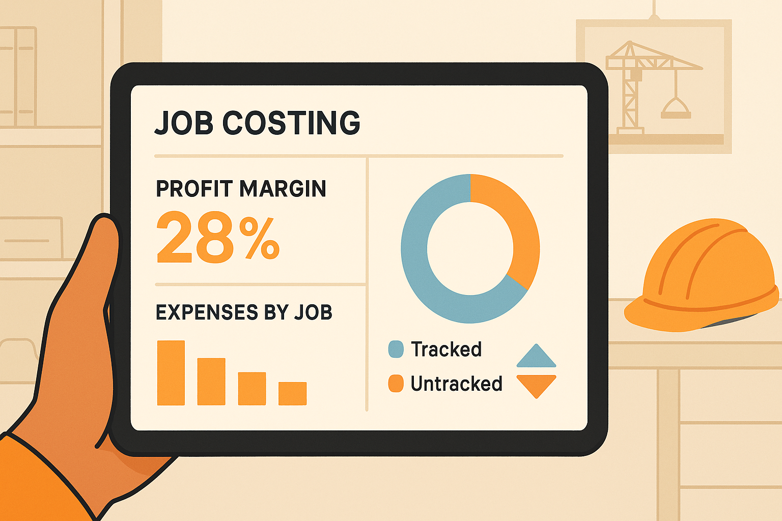 Contractor job costing dashboard showing profit margin analysis and expense tracking