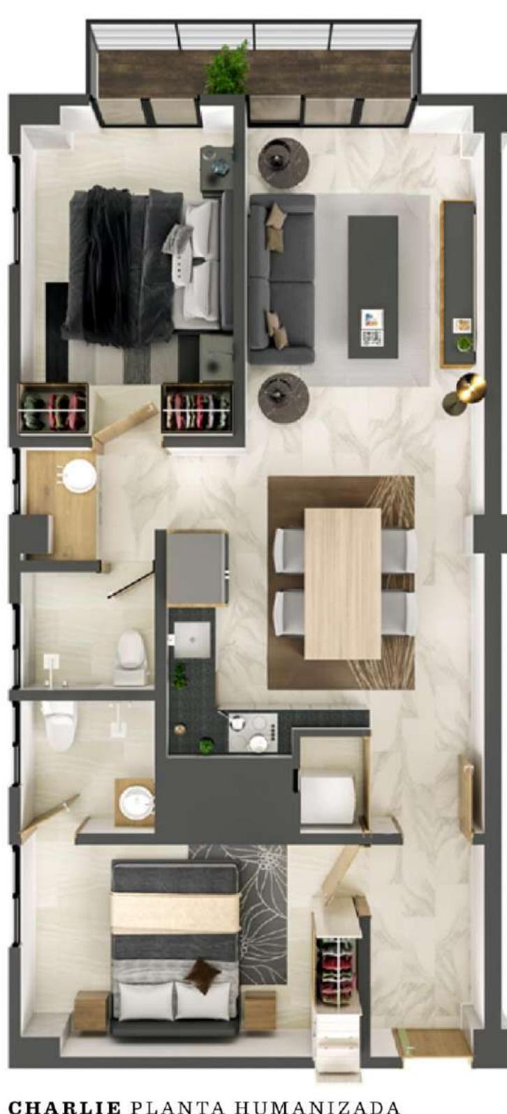 Plano departamento Charlie Bau22