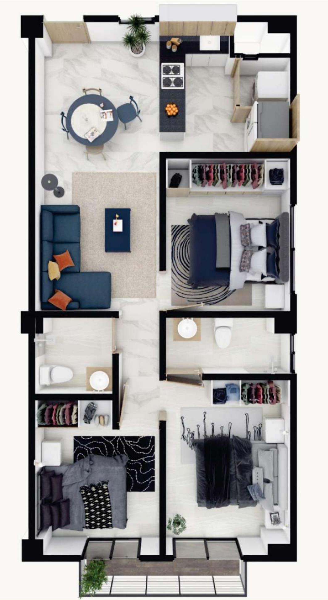 Plano departamento Indigo Bau22